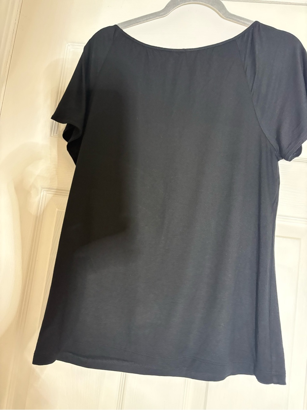 Classic Black V-Neck Short Sleeve Blouse - Women's - Picture 4 of 10